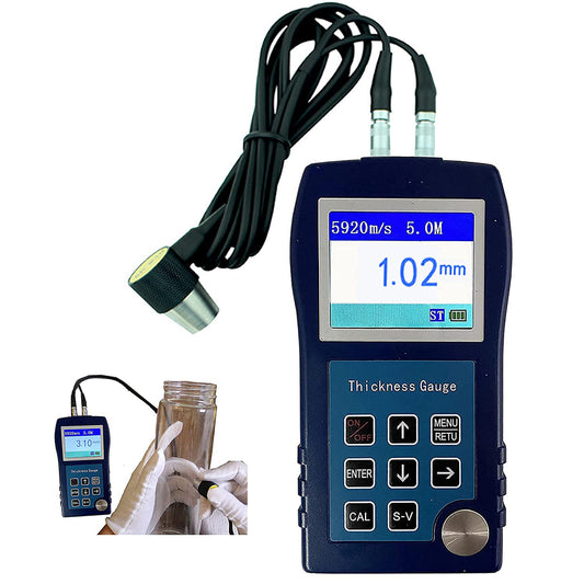 VTSYIQI Ultrasonic Thickness Gauge Tester Tools Measuring Instruments 0.9 to 300mm Accuracy 0.1mm for Steel Metal Copper Aluminum Glass Plastics PVC Ductile Iron
