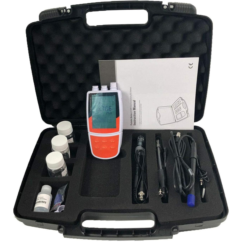 VTSYIQI Multiparameter Water Quality Meter pH mV Conductivity TDS Salinity Resistivity DO Temp MeterStandard Calibration Fluids  1 to 5 points calibration