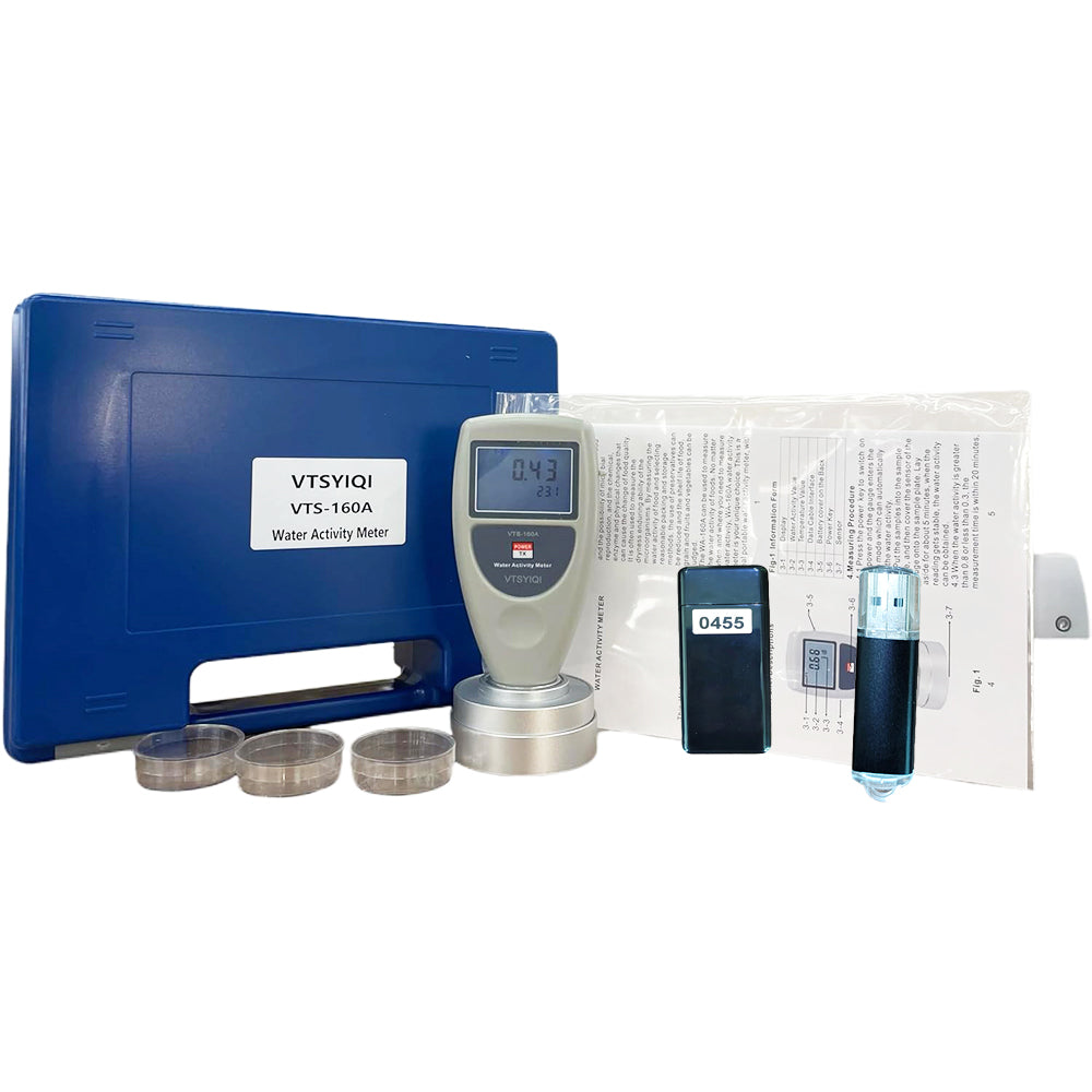 VTSYIQI Portable Water Activity Meter Tester with Bluetooth Data Adapter Software LCD Display Range 0 to 1.0aw Accuracy 0.02aw Resolution ±0.01aw for Food
