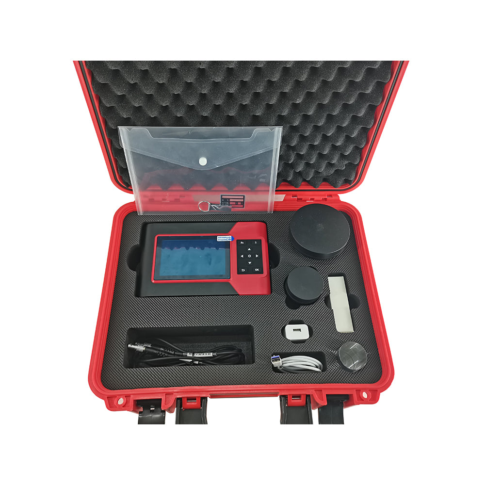 VTSYIQI Floor Slab Thickness Gauge Meter for Measure The Nonmetallic Plate Thickness（e.g Concrete, Rock and Glass Plate etc.）with Test Accuracy (mm)  40 ~ 400 ±1; 401～800 ±2; 801 ~ 1000 ±3 Thickness Measurement Range 40mm ~ 1000mm