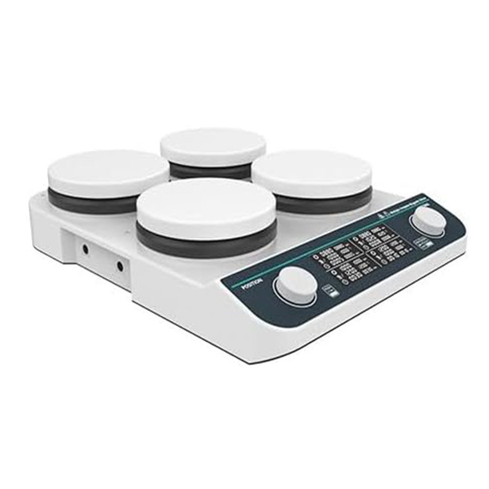 VTSYIQI Multi-position Hot Plate Magnetic Stirrer with Max Stirring Volume 4*2L 4 Stirring Points Speed Range 50-1500RPM Plate Temperature RT-310℃ Bar Size 30MM Brushless Motor LCD Display