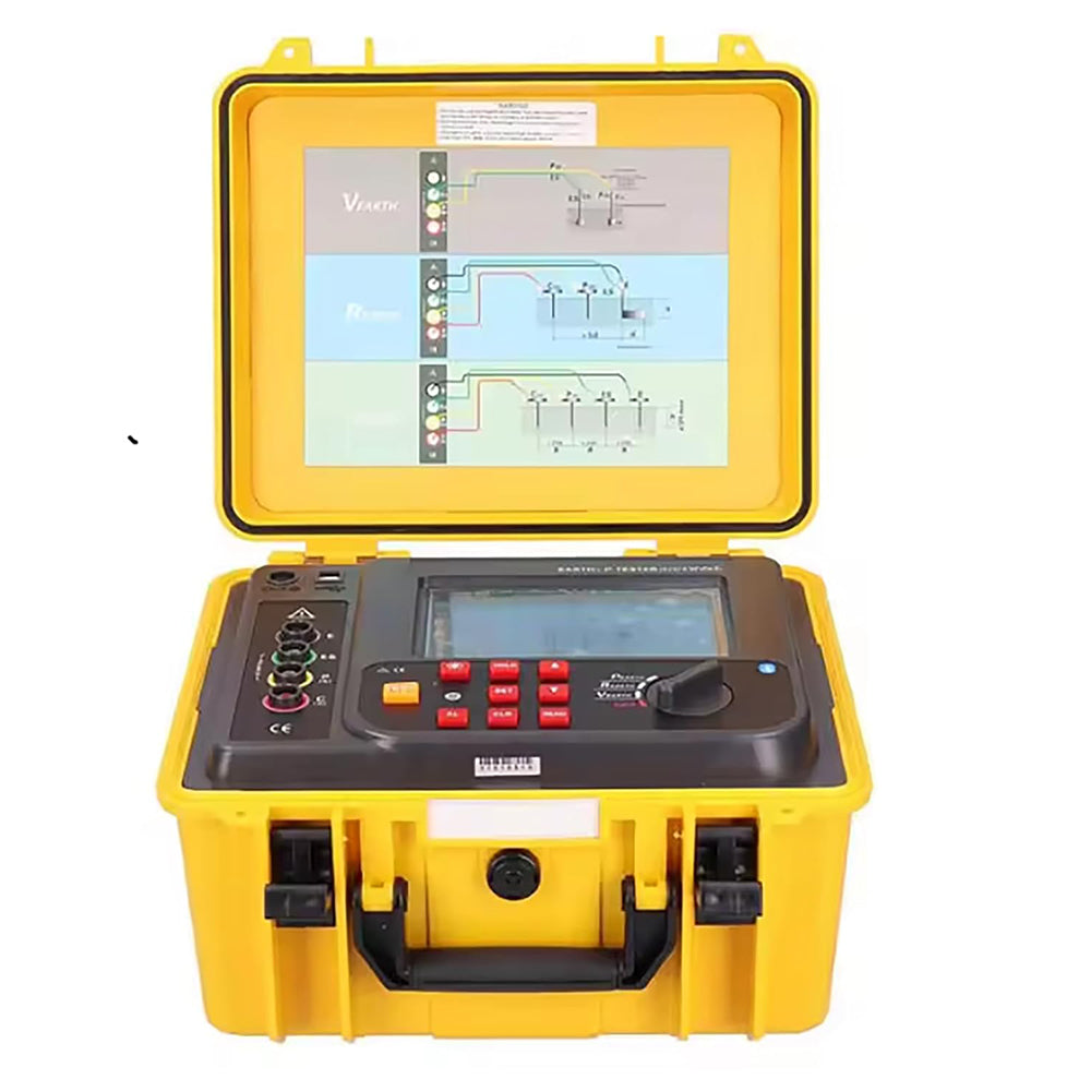 VTSYIQI Soil Resistivity Tester Four Wire Earth Ground Resistance Tester with Earth Resistance 0.00Ω～30.00kΩ Soil Resistivity 0.00Ωm～9000kΩm for Field Measurement of Ground Resistance Soil Resistivity Ground Voltage and AC Voltage