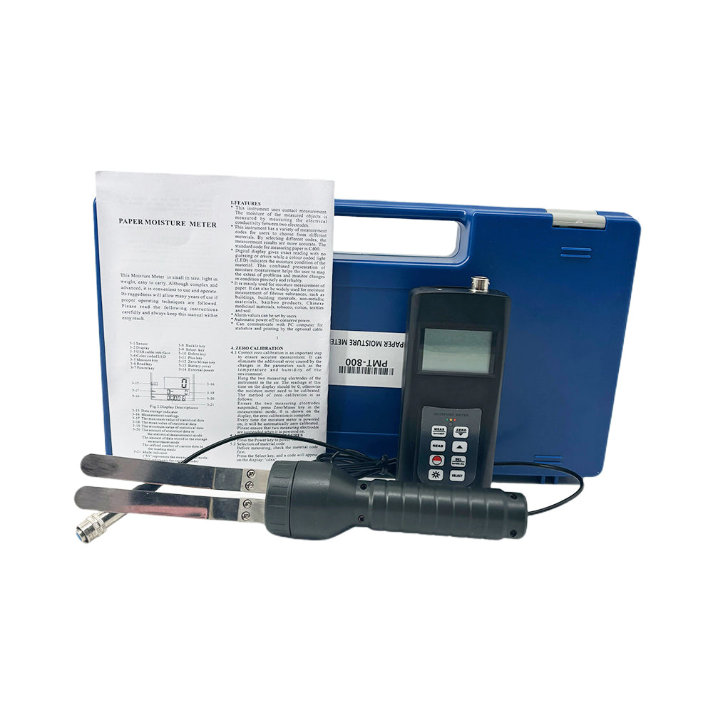 VTSYIQI Paper Moisture Meter Tester Digital Paper Moisture Content Meauring Instrument with Store 240 Groups of Measurements LCD Display Resolution 0.1%
