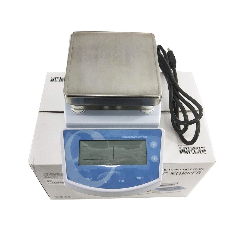VTSYIQI Hotplate Magnetic Stirrer Heated Magnetic Stirrer with Capacity 0~2000mL Stirring Speed 0 to 1250rpm Temperature and Time One Point Temperature Calibration  Max Temperature 300 Degree Celsius