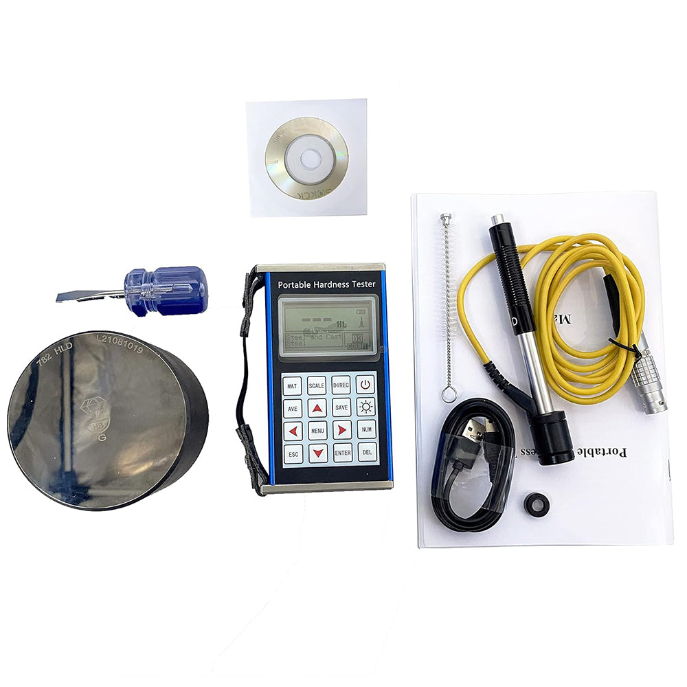 VTSYIQI Metal Shell Leeb Hardness Tester Meter with Measuring Range 170 to 960 HLD Accuracy ±0.5% (800HLD) LED Display 600 Data Storage for Steel Cast Steel Stainless Steel Aluminum Alloy Brass Copper Bronze Etc