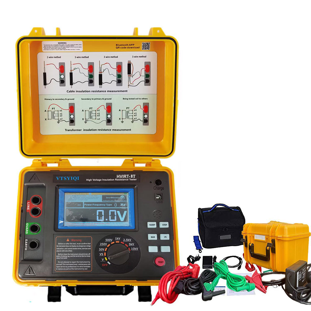 VTSYIQI High Voltage Insulation Resistance Tester 5kV Resistance Tester with Test Function Polarization Index Dielectric Absorption Ratio Ramp Test Step Test Voltage Discharge Dielectric Capacitance Resistance Range 0.005MΩ~10.0TΩ