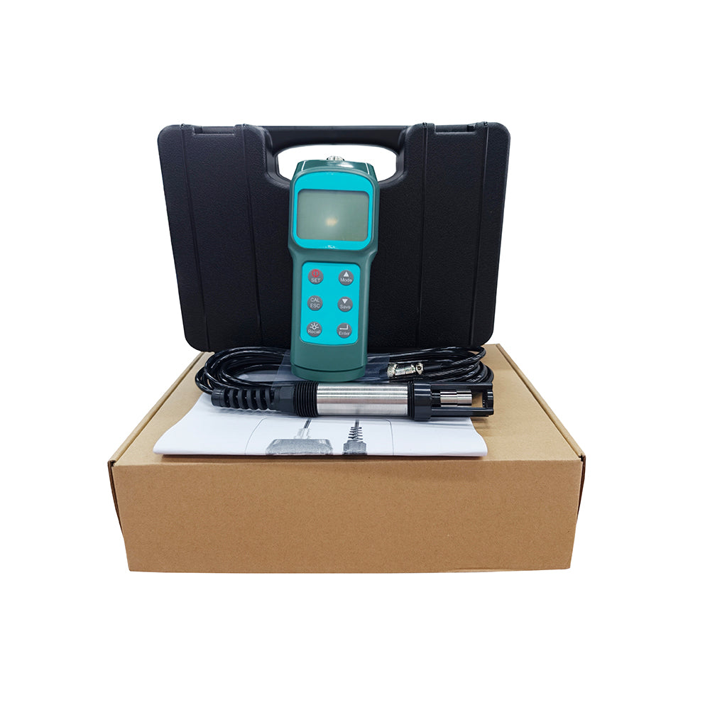 VTSYIQI Fluorescence Dissolved Oxygen Detector Fluorescence DO Meter with 5m Probe Measuring Range 0.0-15.0 (mg/L)/0-119.9% Solution 0.1 mg/L Accuracy ±3.0% FS 99 Points Records Calibration 100.0% in Air