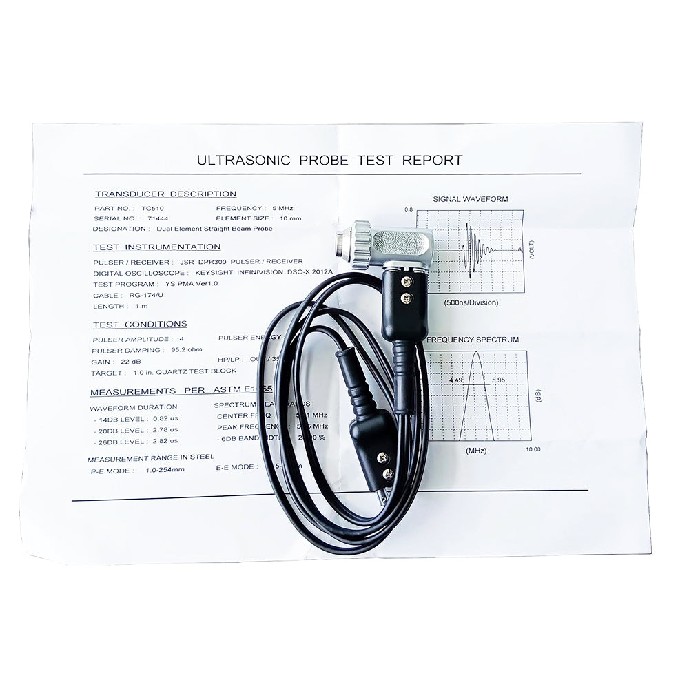 VTSYIQI 5MHz Ultrasonic Thickness Gauge Probe Transducer TC510 with Measuring Range 1.2mm-200.0mm Frequency 5MHz for Ultrasonic Thickness Gauge Type UM-4D UM-4DL UM-5D UM-5DL
