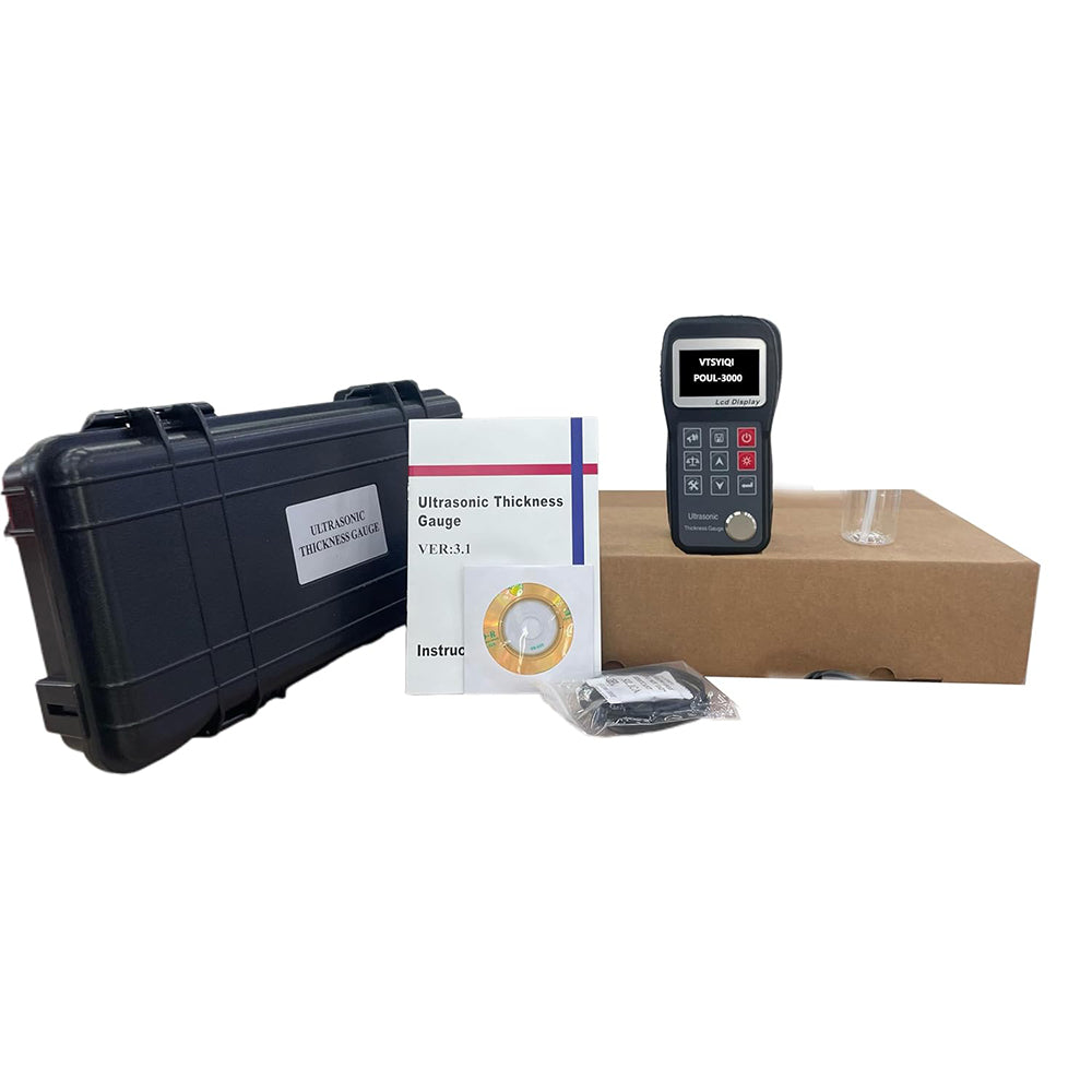 VTSYIQ Portable Ultrasonic Thickness Gauge Tester Meter with Measuring Range 0.75mm to 300.0mm/0.03inch 11.8inch Resolution 0.01mm USB Interface Two-Point Calibration Function