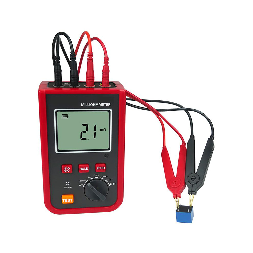 VTSYIQI DC Low Resistance Tester Milliohmmeter with Resistance Range 1mΩ~20.0kΩ 200 Groups Data Storage Accuracy ±0.1%FS ± 15dgt for Measuring Low DC Resistance of Windings Coils Motors and Transformers Line Resistance