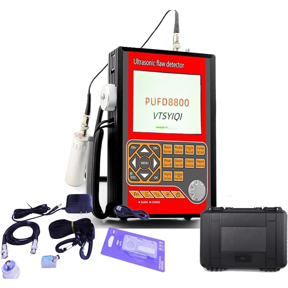 VTSYIQI Ultrasonic Flaw Detector Flaw Detection Tools Portable UT Flaw Detector with Measuring Range 0 to 15000mm Pulse Repetition Frequency Range 20 Hz to 2000 Hz Material Velocity 1000-20000m/s Automated Calibration DAC AVG TCG B Scan