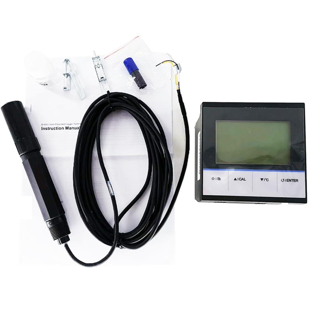 VTSYIQI Online Dissolved Oxygen Monitor Online DO Controller with Polarographic Electrode DO Electrolyte Solution Dissolved Oxygen Range 0.00~20.00mg/L 4 to 20 mA Output 1 or 2 Points Calibration
