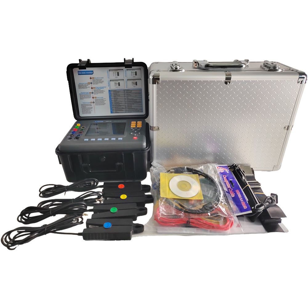 VTSYIQI 3 Phase Power Quality Analyzer Three Phase Power Quality Meter Monitor with Small Sharp Current Clamp 8mm×15mm Current Clamp 10mA-10.0A IEC61010-031 Real-time USB 150 Groups Data Storage