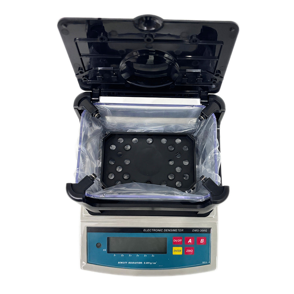 VTSYIQI Solid Density Tester Solid Densitometer Solid Density Measurement with Density Resolution 0.001 g/cm3 Measuring Range 0.001—99.999g/cm3 Function of Solution Compensation Maximum Weight 300g RS-232C Interface