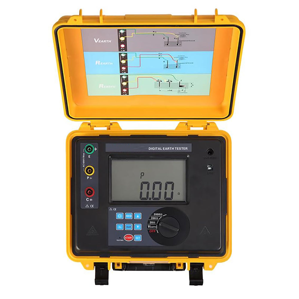 VTSYIQI Soil Resistivity Tester Earth Resistance Tester with Earth Resistance Range 0.00Ω～30.00kΩ Soil Resistivity Range 0.00Ωm～9000kΩm Earth Voltage Range AC 0.0～600V 2 3 4‑Pole Test Method