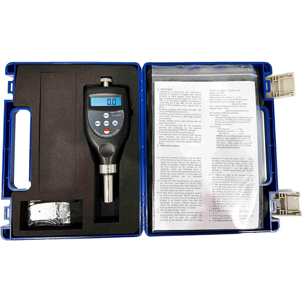VTSYIQI Handheld Shore C Durometer Shore C Hardness Tester Meter with Measurement Range 10HC~90HC Indenter 0.79 Truncated (Frustum) Cone for Plastics and Middle Hard Rubber Materials Etc
