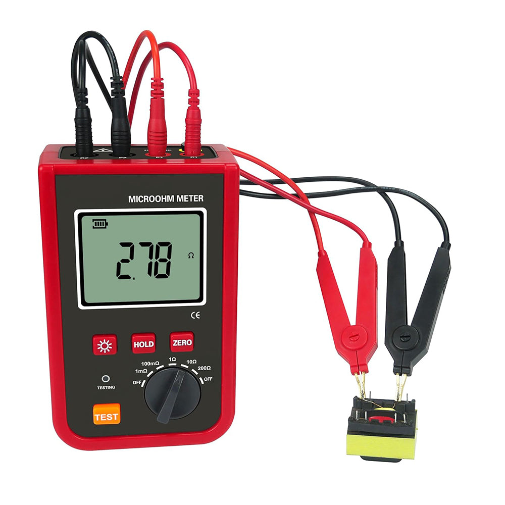 VTSYIQI Digital DC Low Resistance Tester Digital Micro Ohmmeter with Rechargeable Lithium Battery  Resistance Range 1uΩ~200Ω 200 Groups Data Storage Test Current 5A MAX  for Measuring The Wire Resistance of Cables