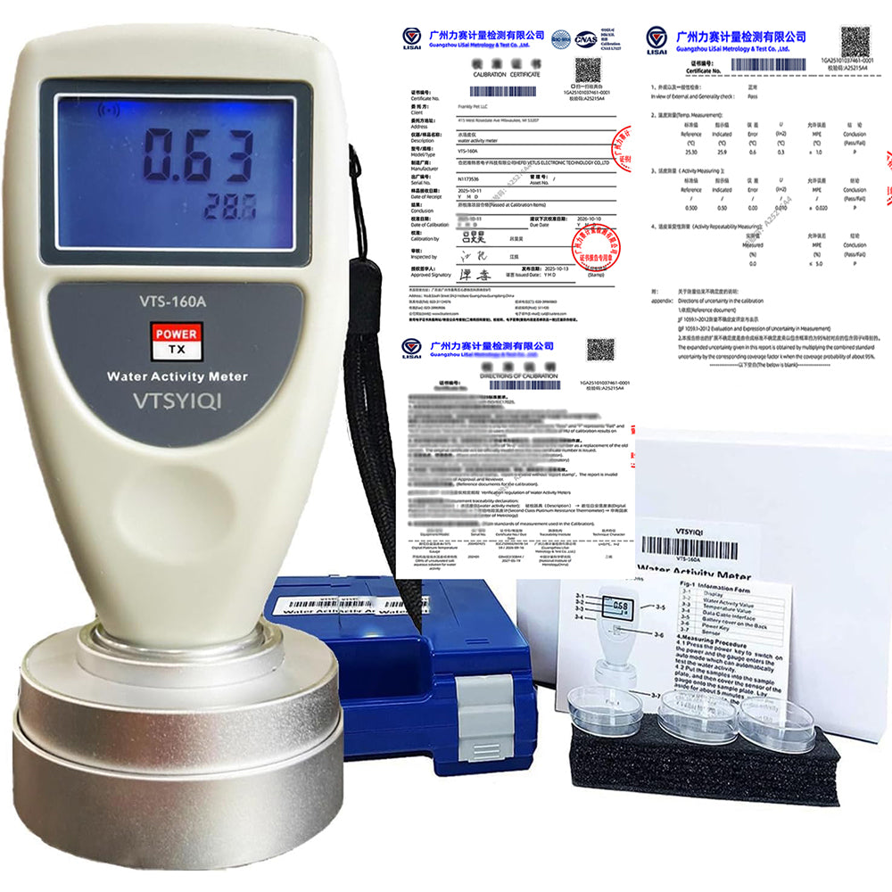 VTSYIQI Water Activity Meters Handheld Water Activity Meter with Accuracy 0.02AW Resolution ±0.01AW Range 0 to 1.0AW Contains the Calibration Certificate