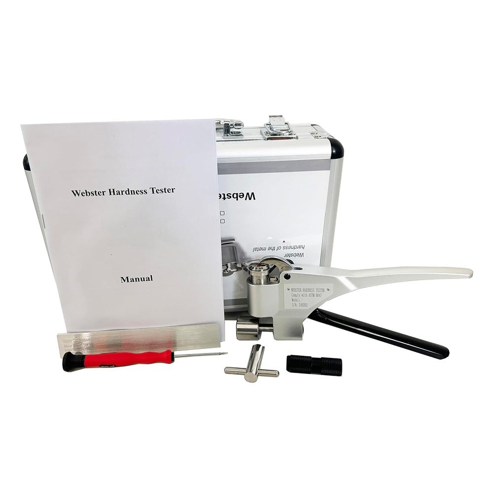 VTSYIQI Webster Hardness Meter Webster Hardness Scale Tester with Standard Hardness Block Thickness 0.6-13mm Inner Diameter>10mm Hardness Range 25-110HRE,58-131HRV for Aluminum Alloy