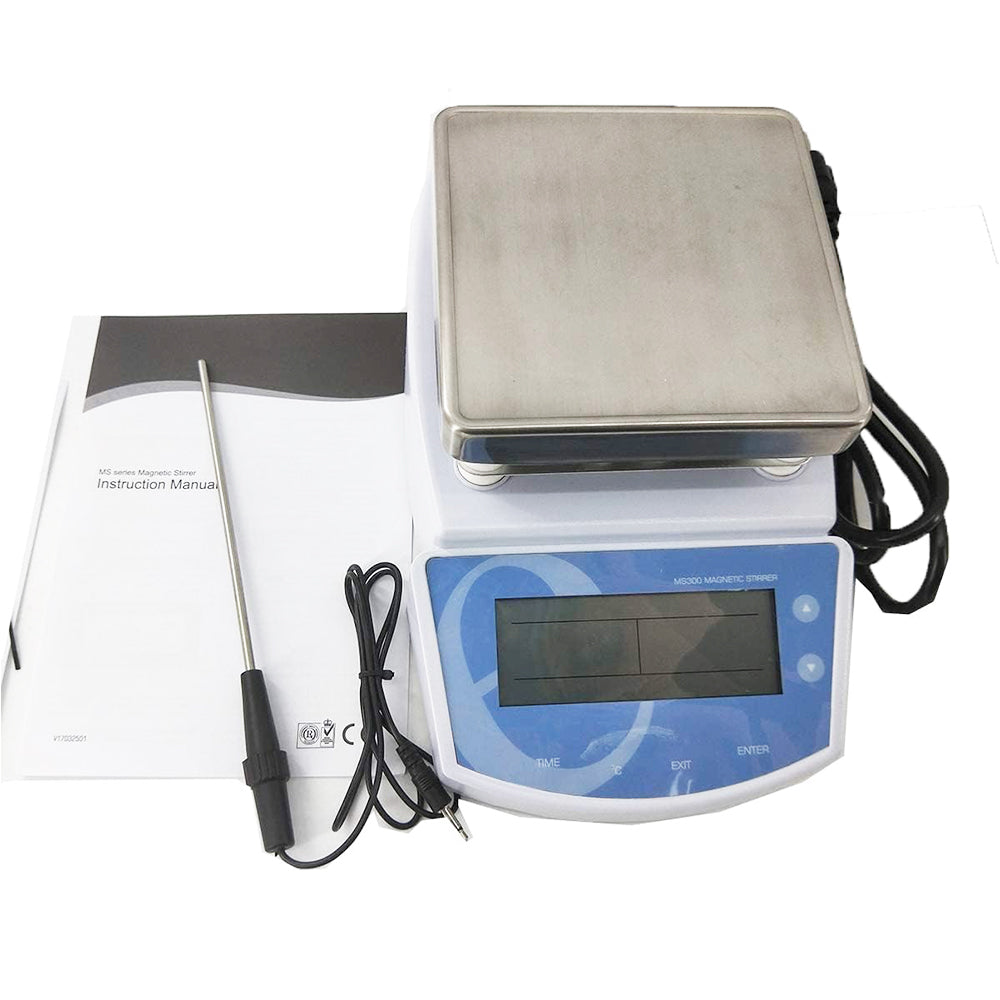 VTSYIQI Hot Plate Magnetic Stirrer Laboratory Thermostatic Magnetic Stirrer with Large Screen LCD Display Maximum Stirring Volume 2 L Stirring Speed 0 to 1250rpm Timer Range 0 to 999 Minutes