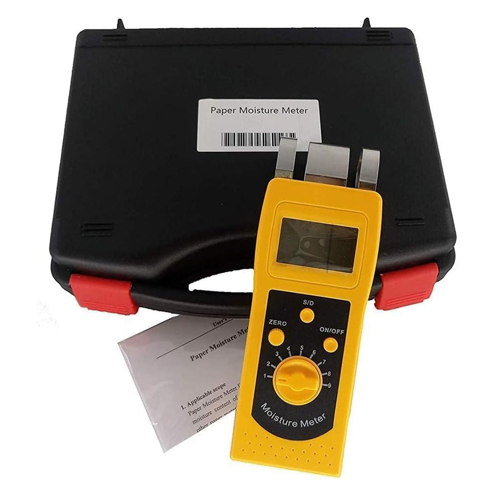 VTSYIQI Portable Paper Moisture Meter Handheld Paper Moisture Analyzer with Digital Display with Back Light Measuring Range 0.00-2.00%(d) 0.0-98.0%(s) Accuracy ± 0.5(Main Moisture Range) Resolution 0.1 or 0.01 for Measure Different Kinds of Papers