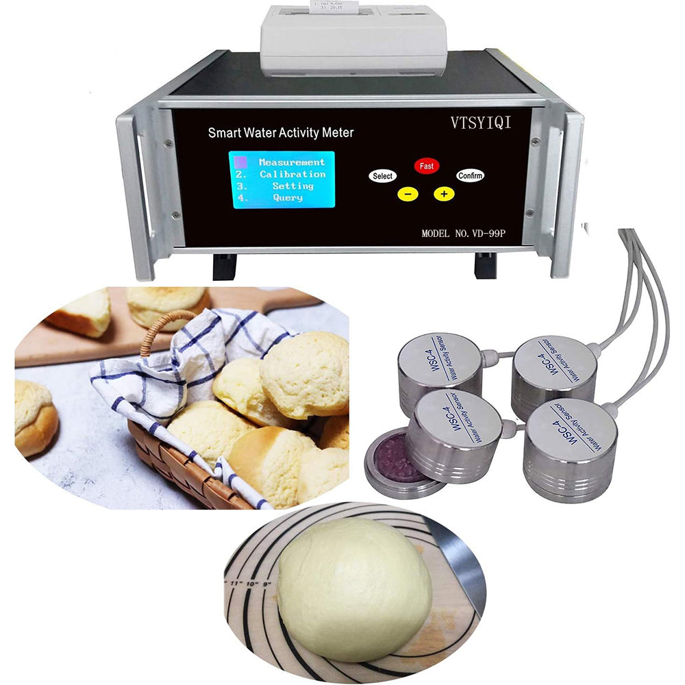 VTSYIQI Multi-Channels Water Activity Meter Benchtop Water Activity Analyzer with 4 Measurement Points Measuring Range 0～1.000aw Accuracy ±0.012aw Can Circularly Record 5,000 Sets of Measured Data