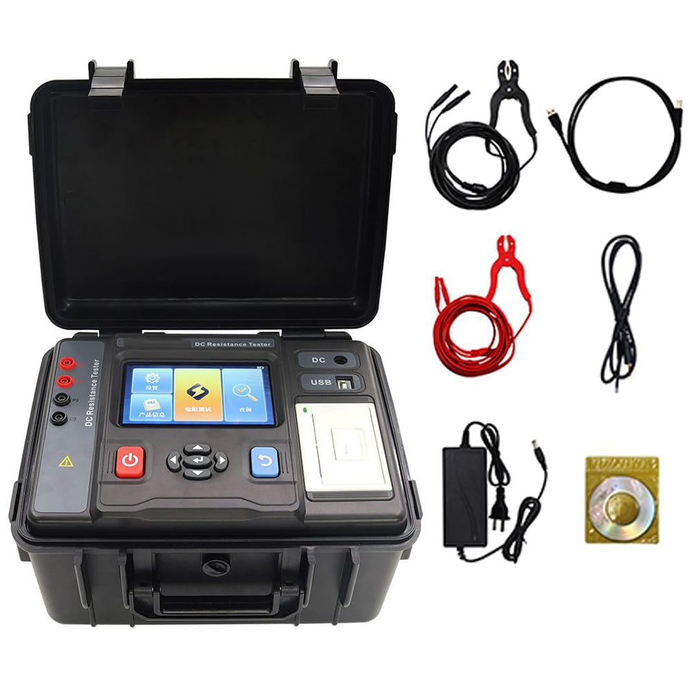 VTSYIQI Transformer DC Resistance Tester with Resistance Range 10.0uΩ-1.0000MΩ Internal Printer Test Current 20A 10A 5A 1A 0.1A 10mA 1mA est Object Type Optional Cu,Al,Fe,Au,Ag Material for Low Value Resistance Test Contact Resistance Test Etc
