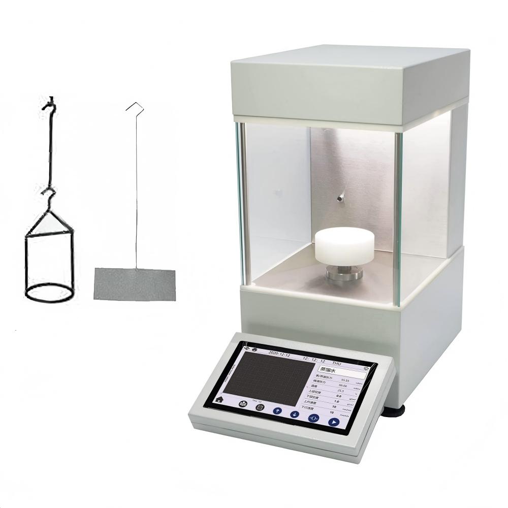 VTSYIQI Fully Automatic Surface Tension Meter Interfacial Tensiometer with Du Nouy Ring Method and Wilhelmy Plate Method Testing Range 0 to 1000mN/m Accuracy 0.01mN/m U Disk 7 Inch Touch Screen for Oil Aging Test