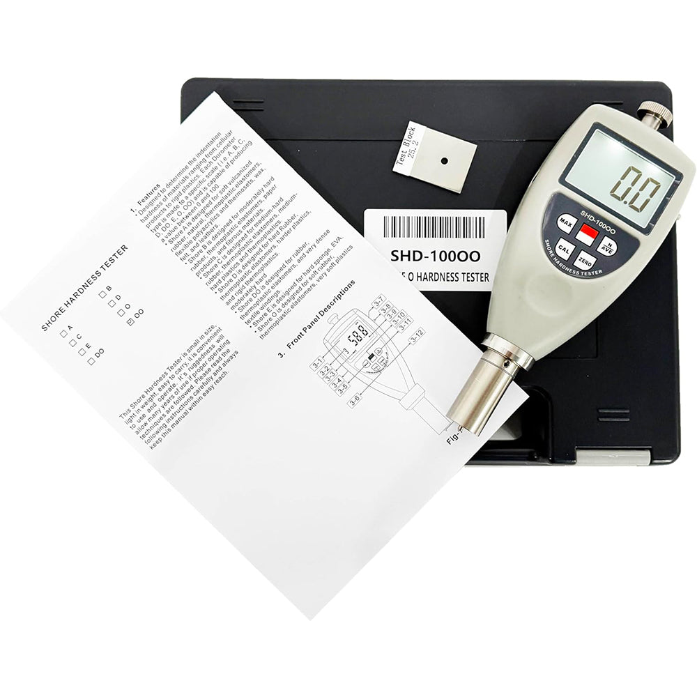 VTSYIQI Shore OO Durometer with Indenter R1.2 Spherical Radius Measurement Range 10~90HOO for Extremely Soft Rubber Thermoplastic Elastomers Sponge Extremely Soft Plastics and Thermoplastics Foams Low-density Textile Windings