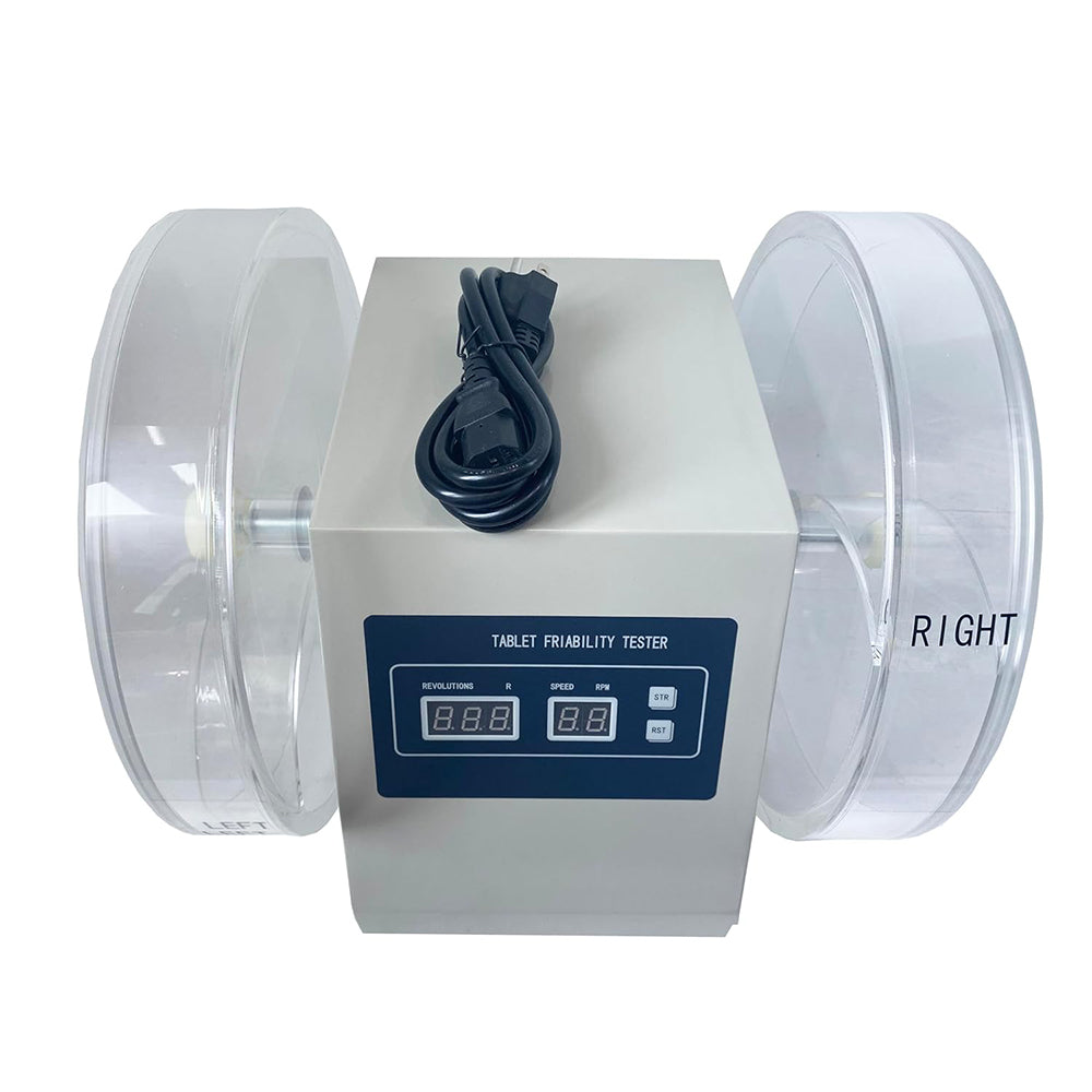 VTSYIQI Tablet Friability Testers Friability Apparatus with Single-Channel Dual-Tube Synchronous Operation Range of Turning Circles 100 Circles Depth of Turntable Cylinder 39mm Drug Drop Height 156MM Rotation Speed Range 25rpm