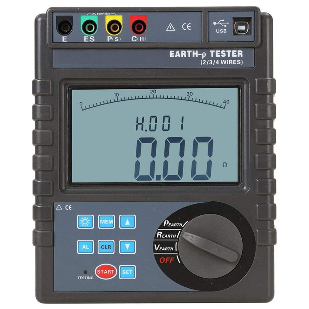 VTSYIQI Four Wire Earth Ground Resistance Tester Meter Soil Resistivity Tester with 4-Wire Method Ground Resistance 0.00Ω to 30.00kΩ Soil Resistivity 0.00Ωm to 9000kΩm Voltage 0 to 600V IEC61010-1