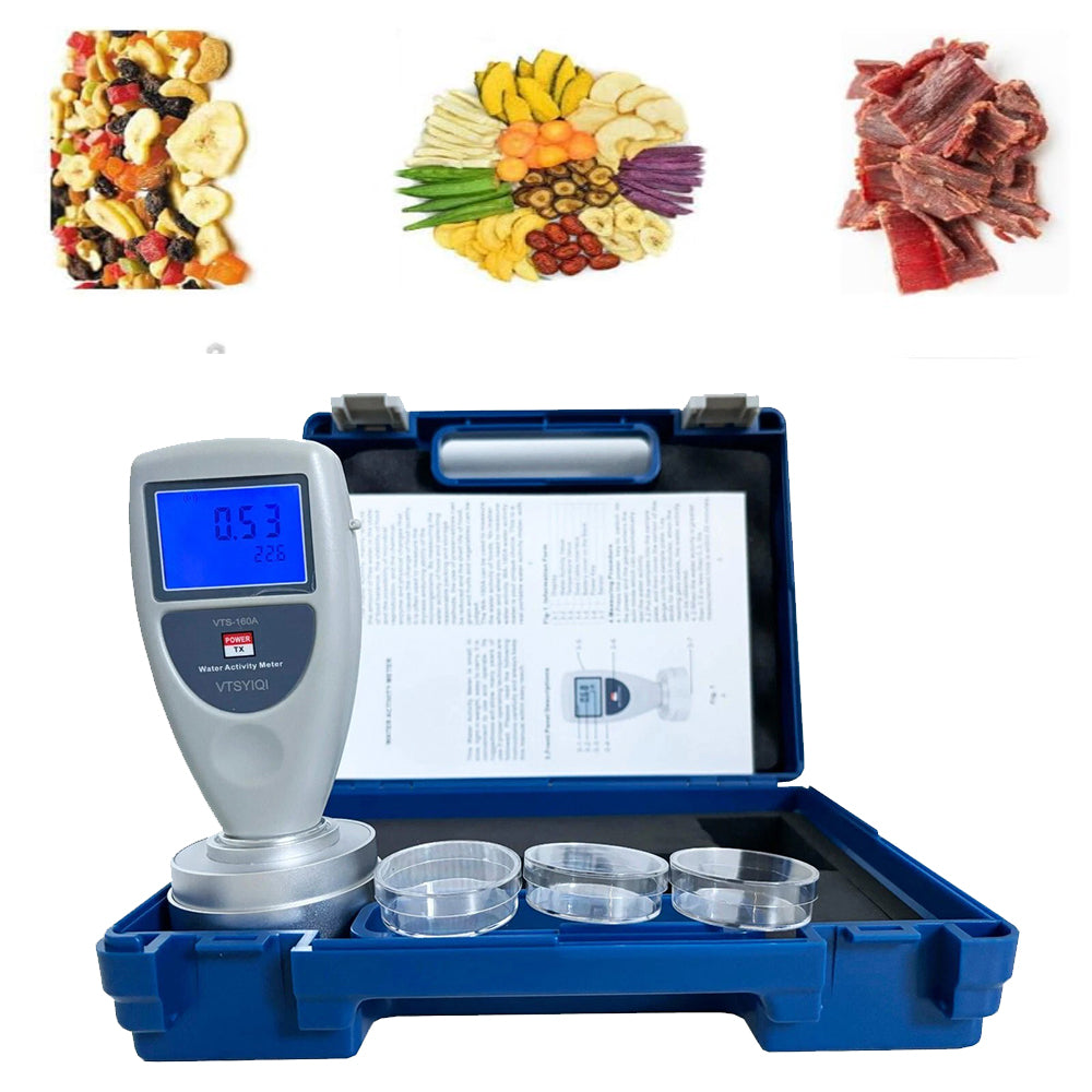 VTSYIQI Water Activity Meters Portable Water Activity Meter with Range 0 to 1.0AW LCD Digital Display Accuracy 0.02aw Resolution ±0.01aw for Food Jerky Dried Fruit Grain Vegetable Etc