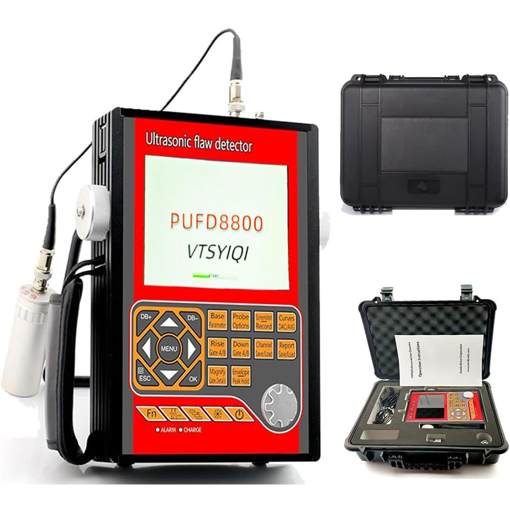 VTSYIQI Ultrasonic Flaw Detector Meter Tester Ultrasound Wave Flaw Meter Tester with Range 1000-15000m/s Velocity 1000 to 20000m/s Frequency 20-2000Hz B scan AWS D1.1 15G Large Data Storage Function