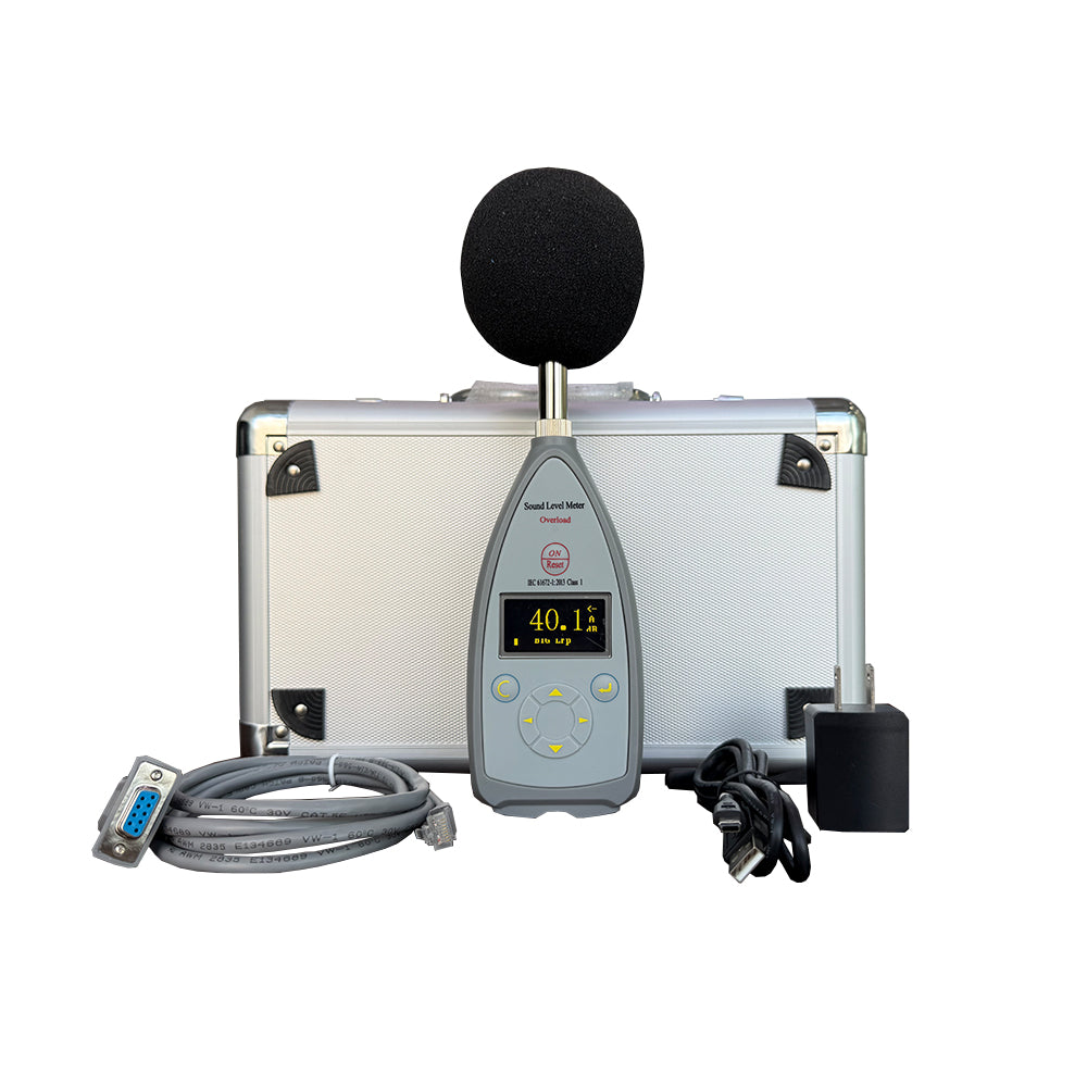 VTSYIQI Portable Class 1 Sound Level Meter Integrating Sound Level Tester Multifunctional Noise Measurement with Integrating Function 10 Hz-20 kHz 25dB(A)-140dB(A) 8000 Groups Storage AC DC USB RS232