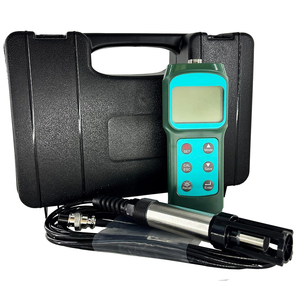 VTSYIQI Digital Optical Dissolved Oxygen Meter with Dissolved Oxygen Measurement Range 0~15mg/L or 0~119.9% 5m Probe 99 points Records Calibration 100.0% in Air Altitude Compensation 0~1000m