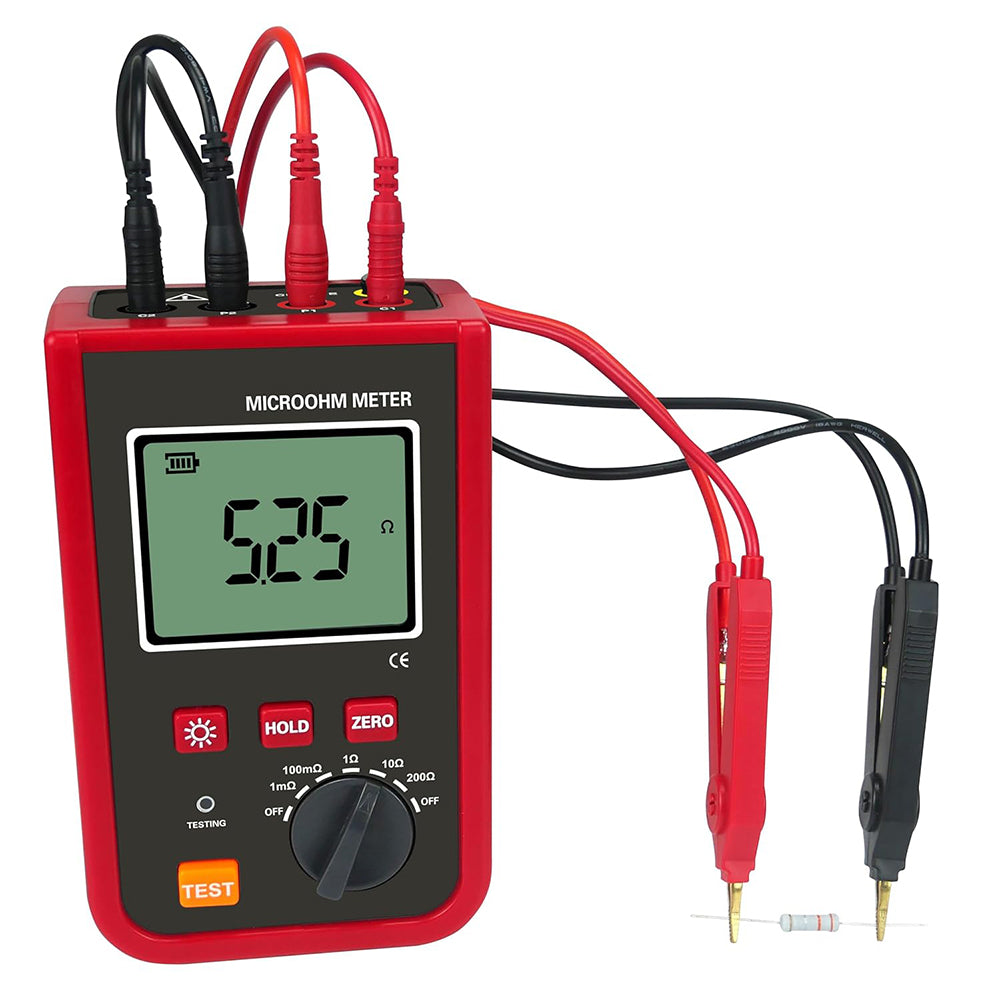 VTSYIQI DC Low Resistance Tester Milli Ohmmeter with Test Current 5A MAX Resistance Range 1uΩ~200Ω 200 Groups Data Storage for Testing Low DC Resistance of Windings Coils Motors and Transformers Line Resistance