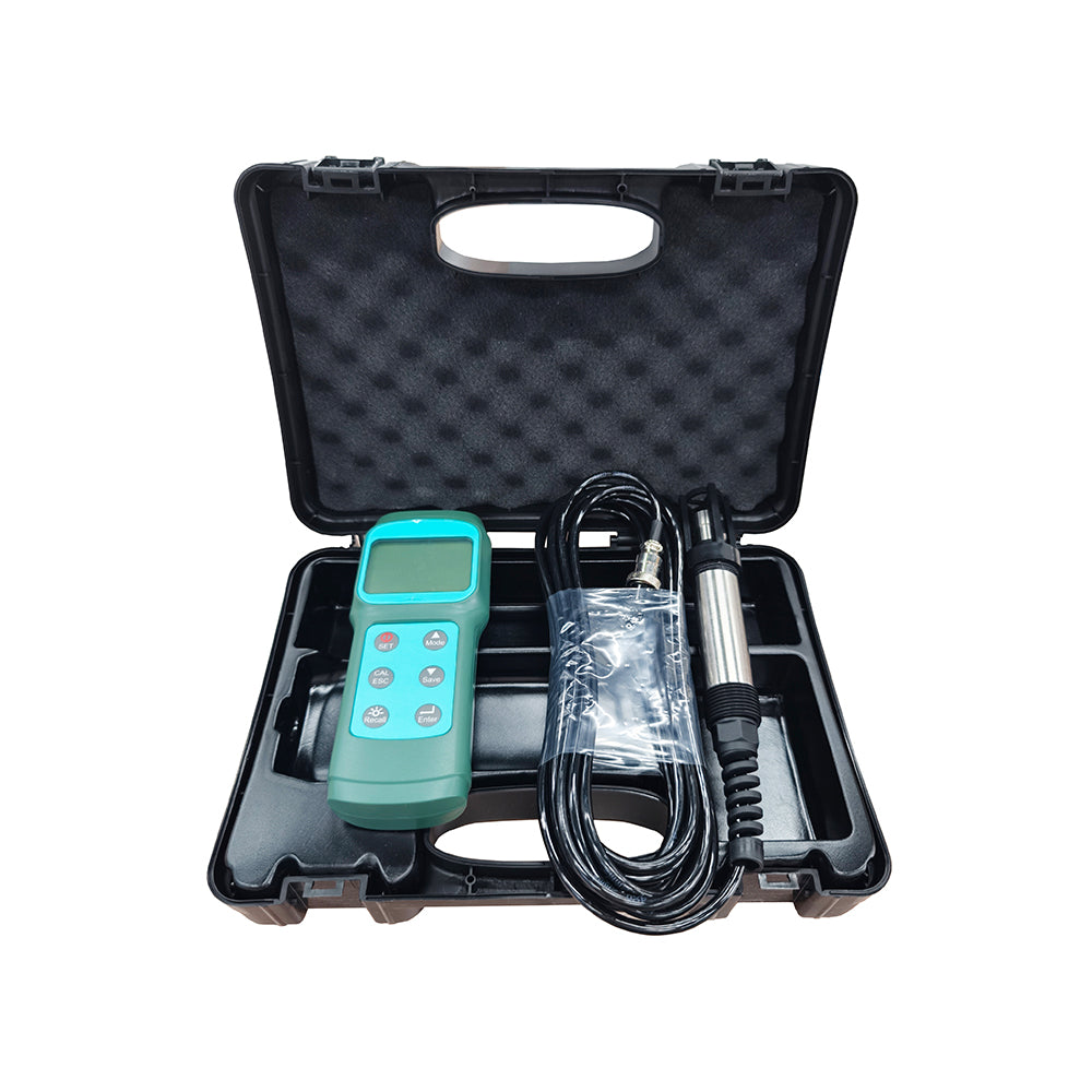 VTSYIQI Fluorescence Dissolved Oxygen Meter Detector Analyzer with 5m Probe Measuring Range 0.0-15.0 (mg/L)/0-119.9% Solution 0.1 mg/L Accuracy ±3.0% FS Calibration 100.0% in Air 99 Points Records