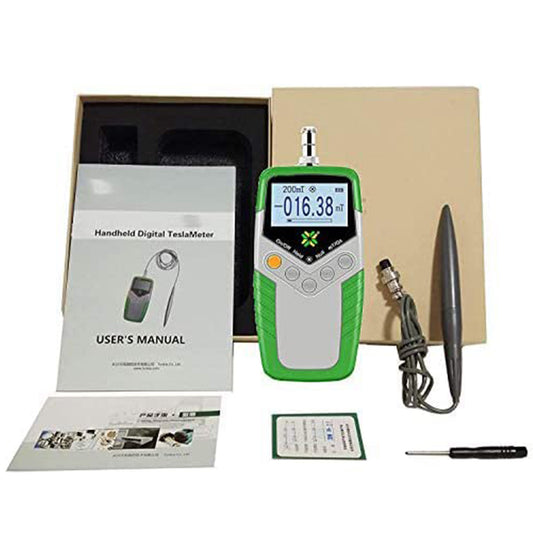 VTSYIQI Tesla Meter High Precision Gaussmeter Surface Magnetic Field Meter Tester Fluxmeter with Ns Function and Metal Probe 5% Accuracy Probe 0 to 2400mT 0 to 24000Gs Resolution 0.01mT 0.1Gs
