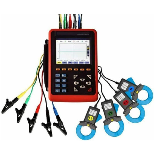 VTSYIQI Power Quality Analyzer Tester Meter Multifunctional Three Phase Power Quality Monitor with 4pcs Clamp On Current Sensor Range 1.0V to 1000V