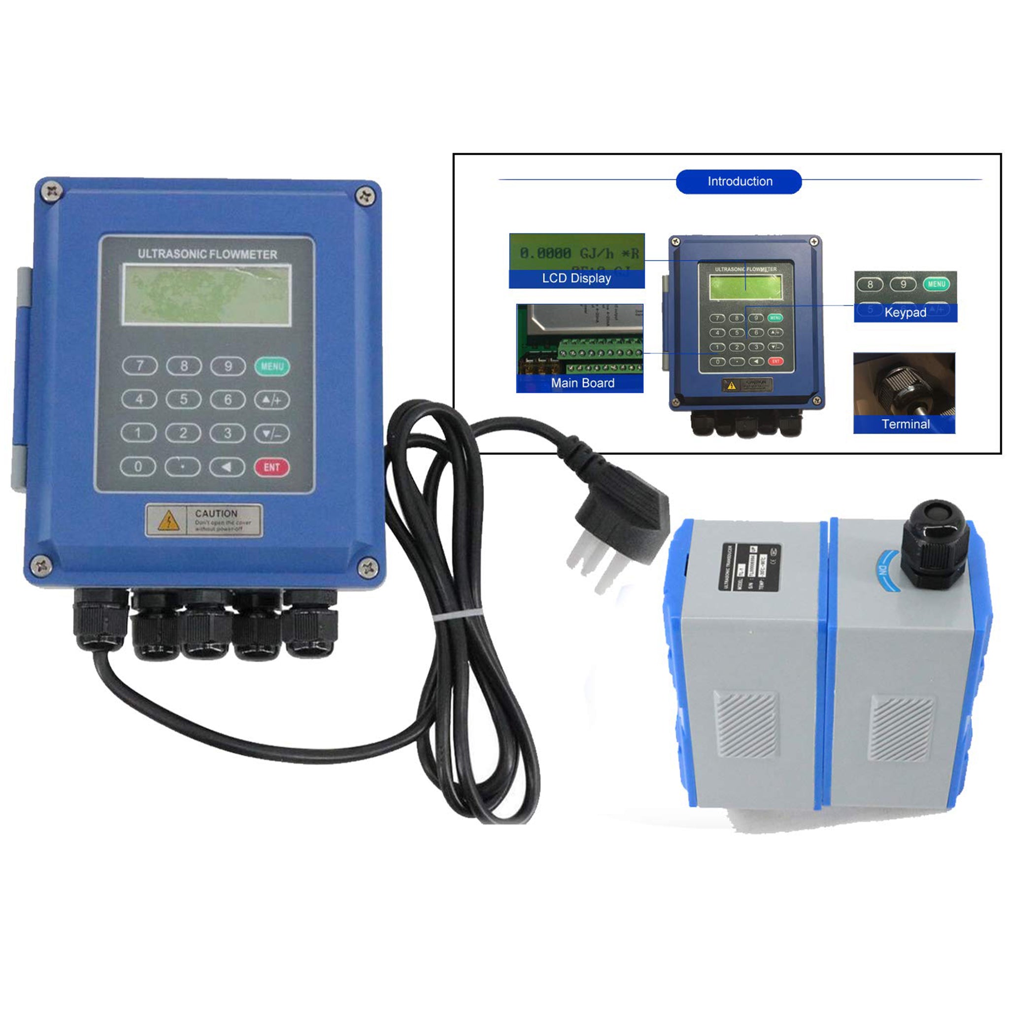 VTSYIQI Ultrasonic Flow Meter Liquid Flowmeter With DN300mm to DN6000mm Wall Mounted Type RS485 Interface IP67 Protection TL-1 Transducer