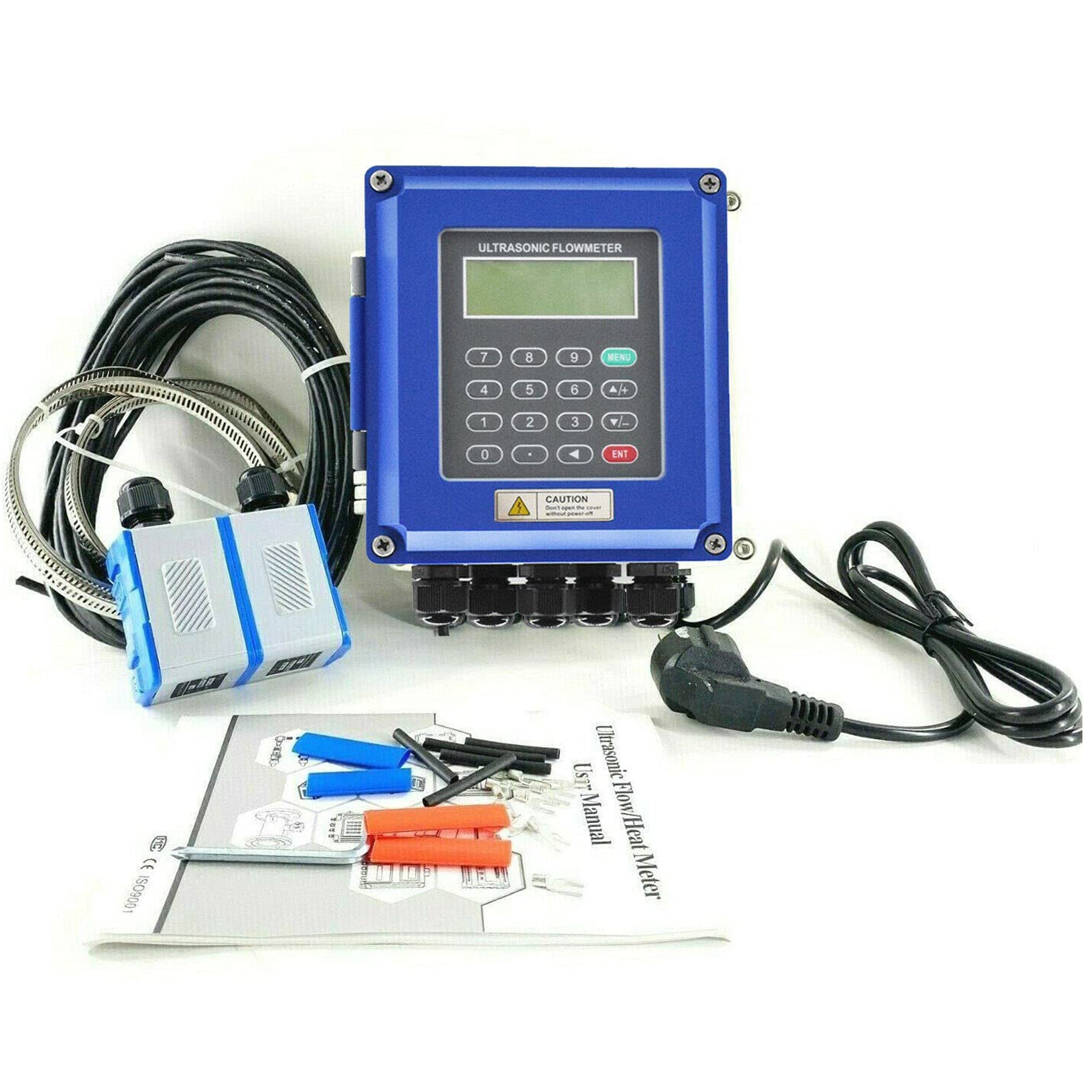 VTSYIQI Digital Ultrasonic Flow Meter Liquid Flowmeter With DN25mm-DN100mm Wall Mounted Type RS485 Interface IP67 Protection TS-2 Transducer